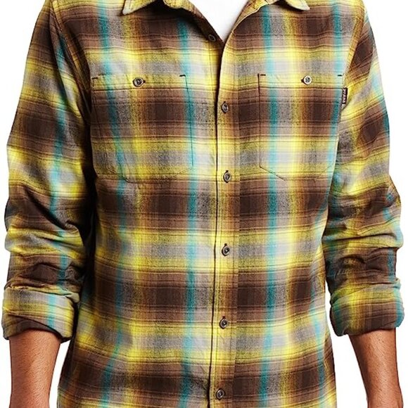 Prana Mens Morrison Yellow Plaid Button Front Long Sleeve Outdoor Medium Shirt - Picture 8 of 8